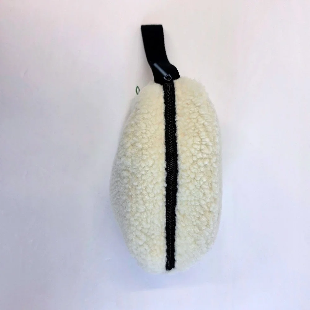 Kate Spade New York Sherpa Cream Fleece Cosmetic Bag Pouch Womens Small